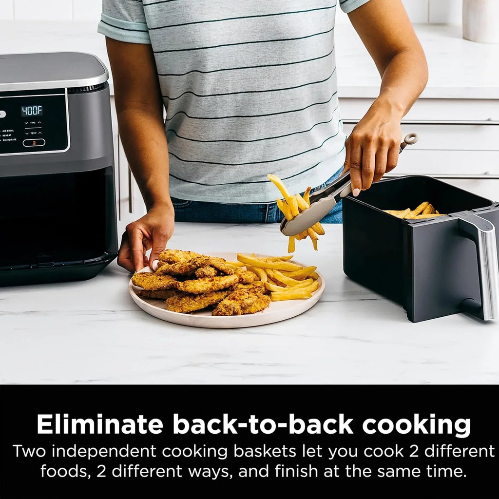 Ninja Foodi 6-in-1 FlexBasket Air Fryer with 7 QT MegaZone Basket Divider for Large Proteins