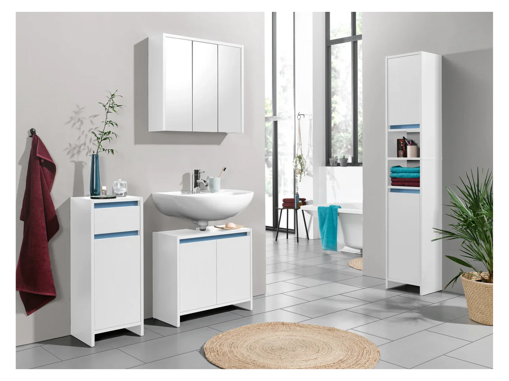 LIVARNO home Armoire de toilette haute Oslo, 32 x 180 x 28 cm, blanche