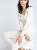 Caleçon long femme laine et soie blanc naturel