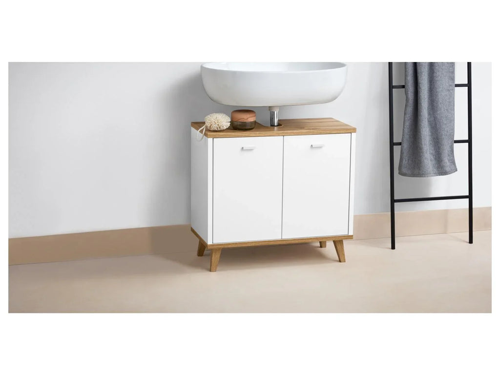 LIVARNO home Meuble sous vasque Corfu, 60 x 55 x 28 cm, blanc/imitation chne