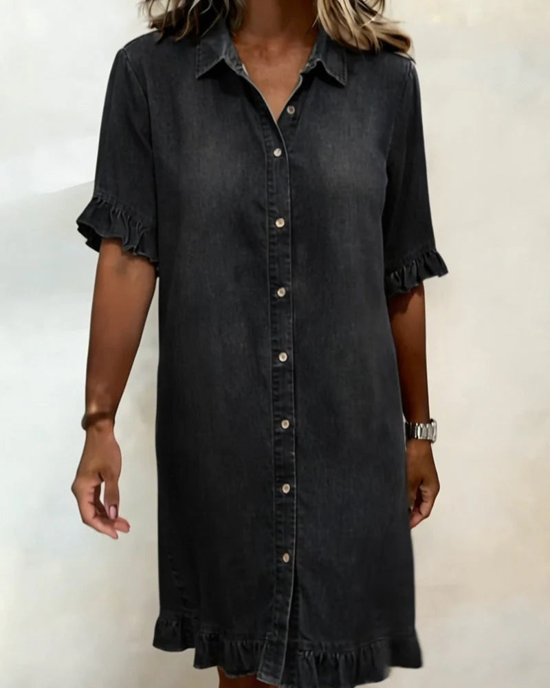 Louise | Robe en Denim Confortable avec Fronces Flatteuses