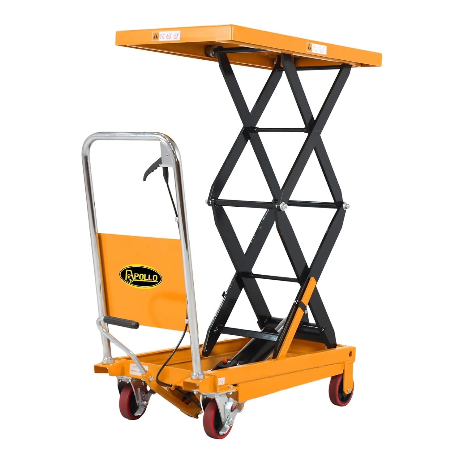 Hydraulic Lift Table Cart – 770 lbs Capacity, 51 Max Height, Double Scissor Lift with Safety Guard & 4 Wheels