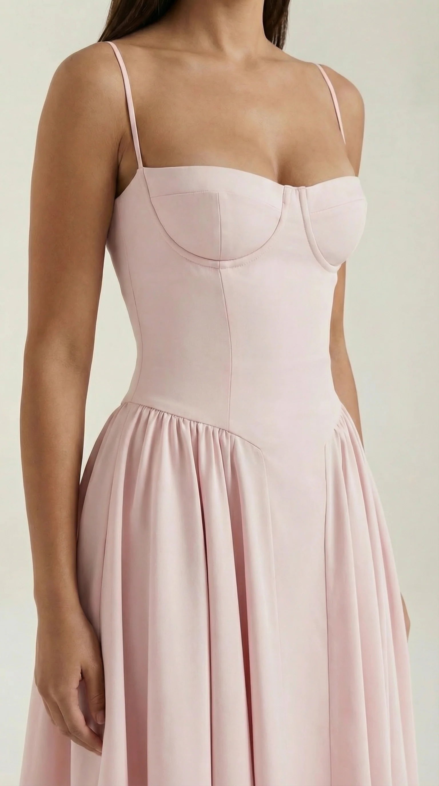 Robe mi-longue corset florale pour femme avec décolleté en cœur