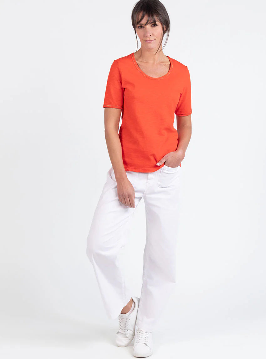 Tee-shirt femme en coton orange agrume