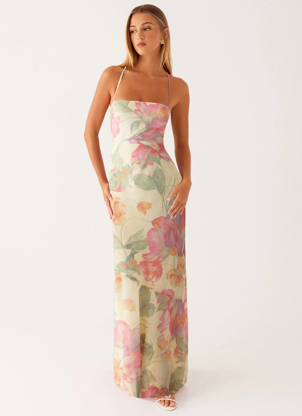 Robe maxi fleurie d'été pour femmes, sans manches, style bohème