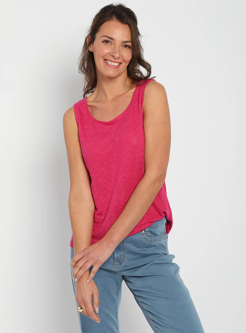 Débardeur femme en lin Rose Vif