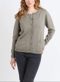 Cardigan femme en laine jersey épais Vert Olive