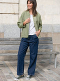 Pantalon femme 7/8ème en coton bleu
