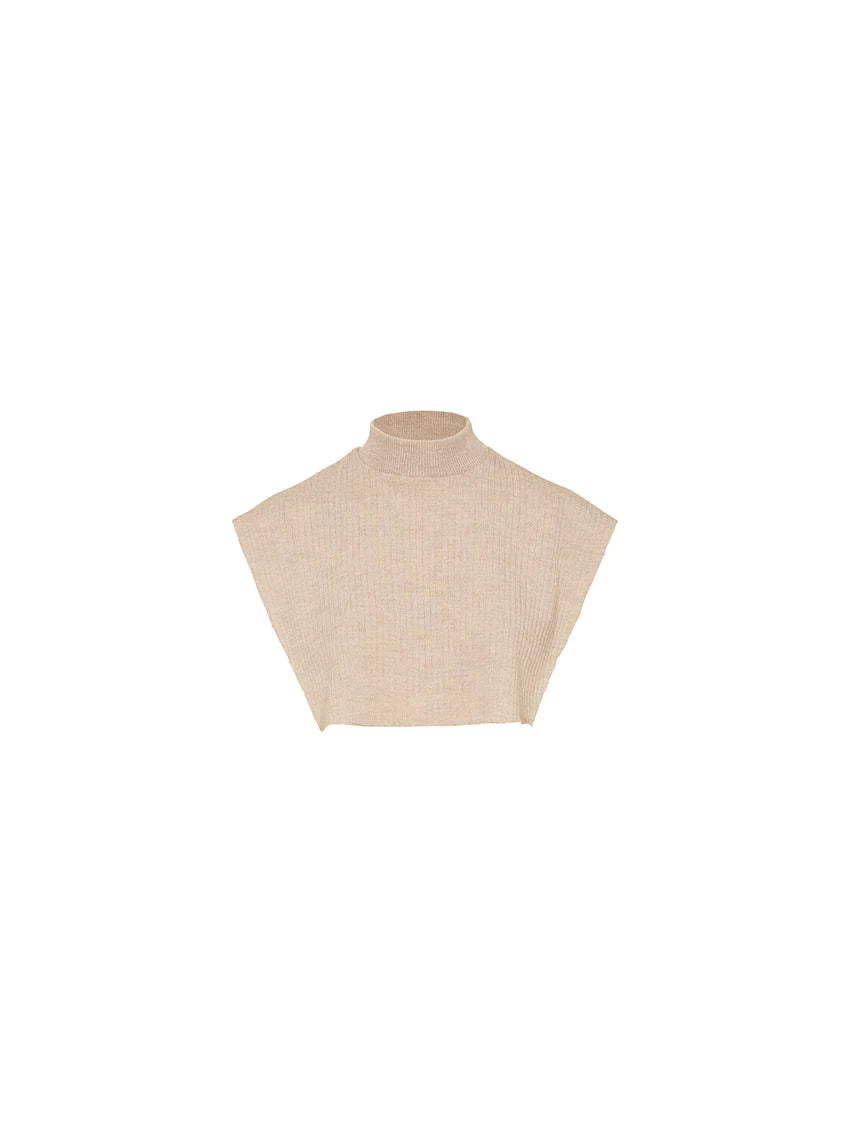 Col plastron mixte laine mérinos beige chaud