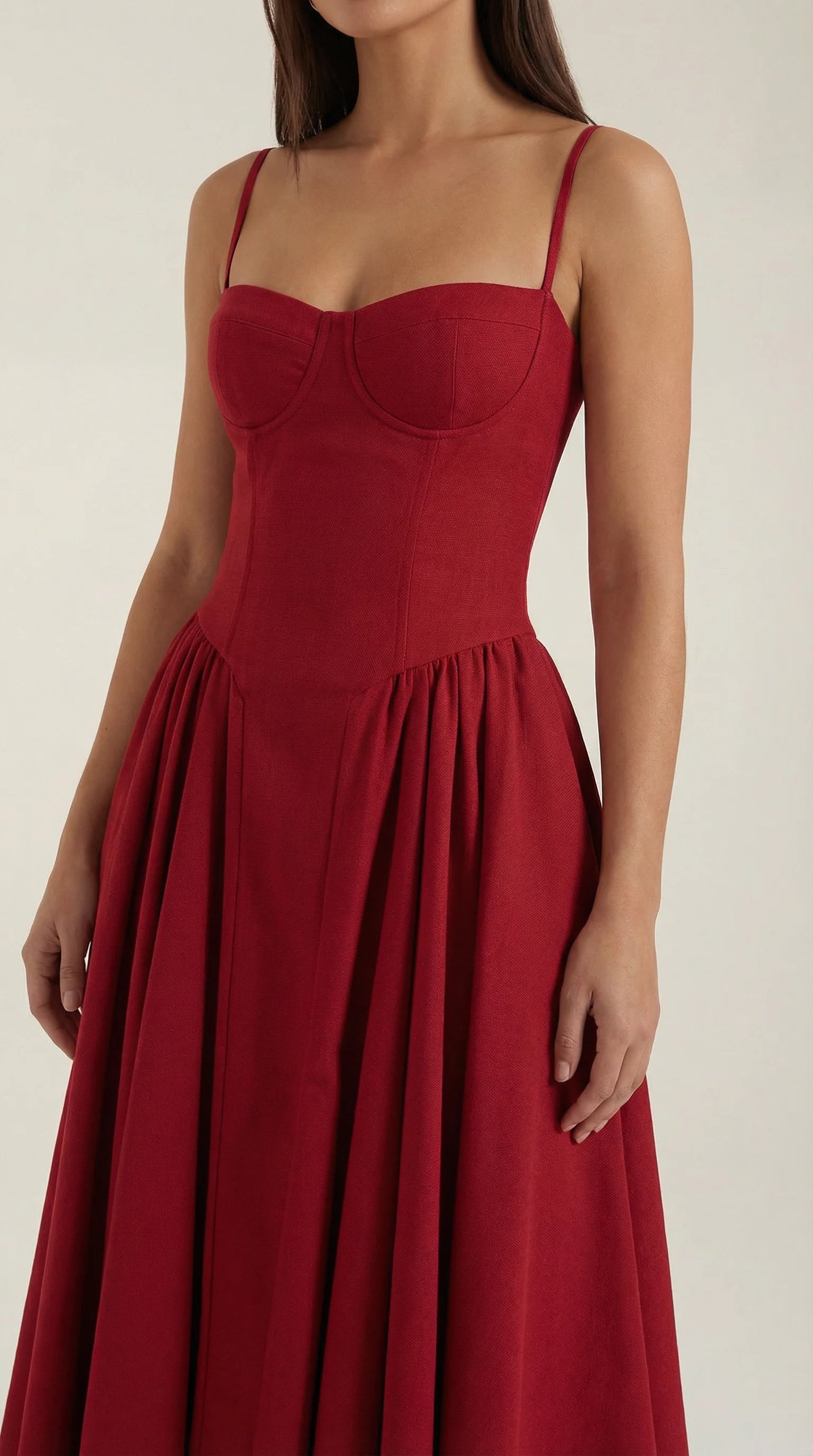 Robe mi-longue corset florale pour femme avec décolleté en cœur