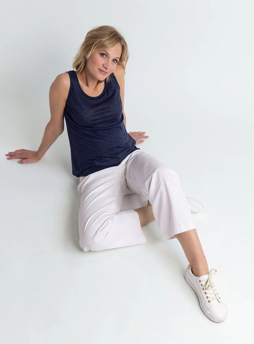 Débardeur femme en lin Bleu Marine