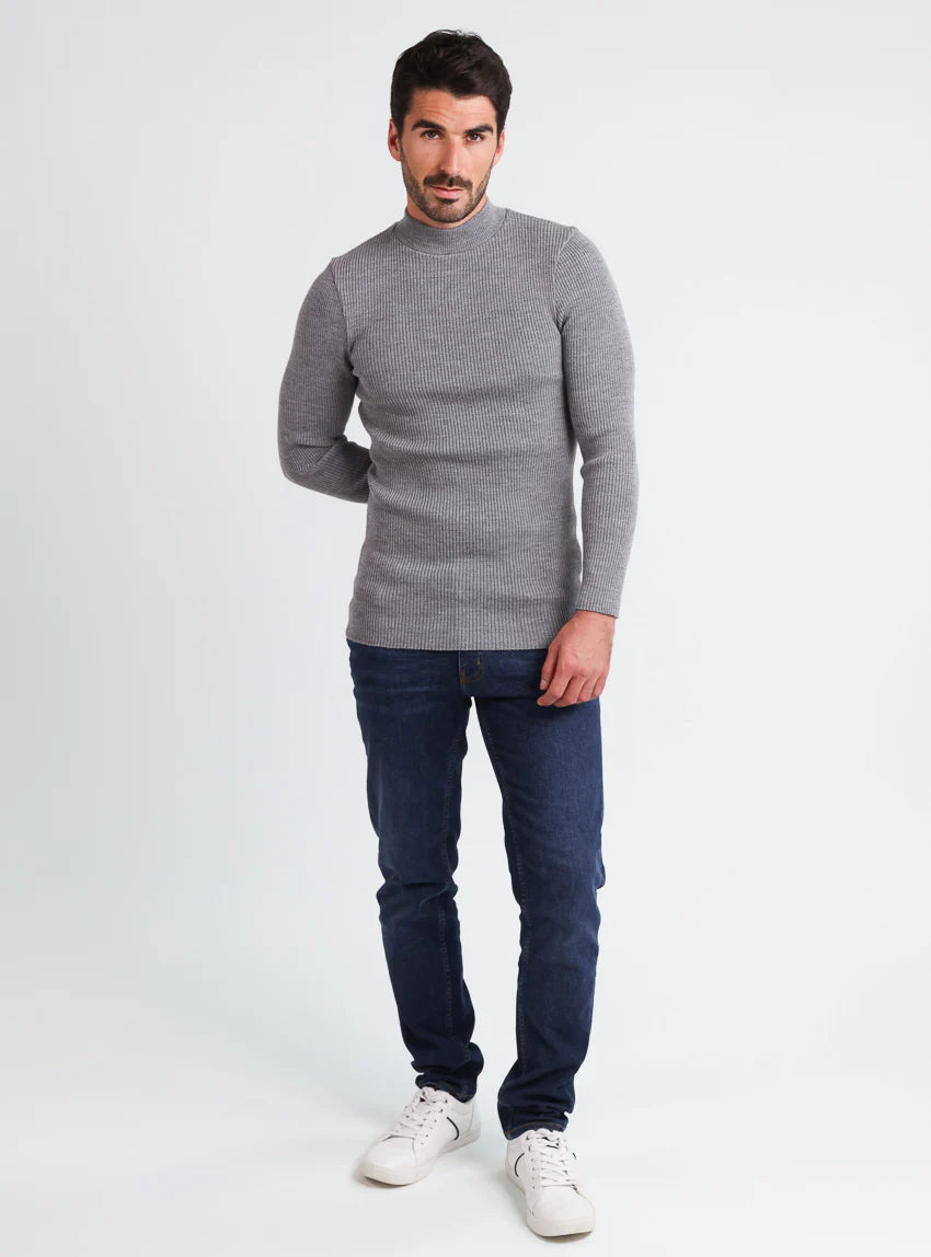 Pull homme 100% laine mérinos gris léger