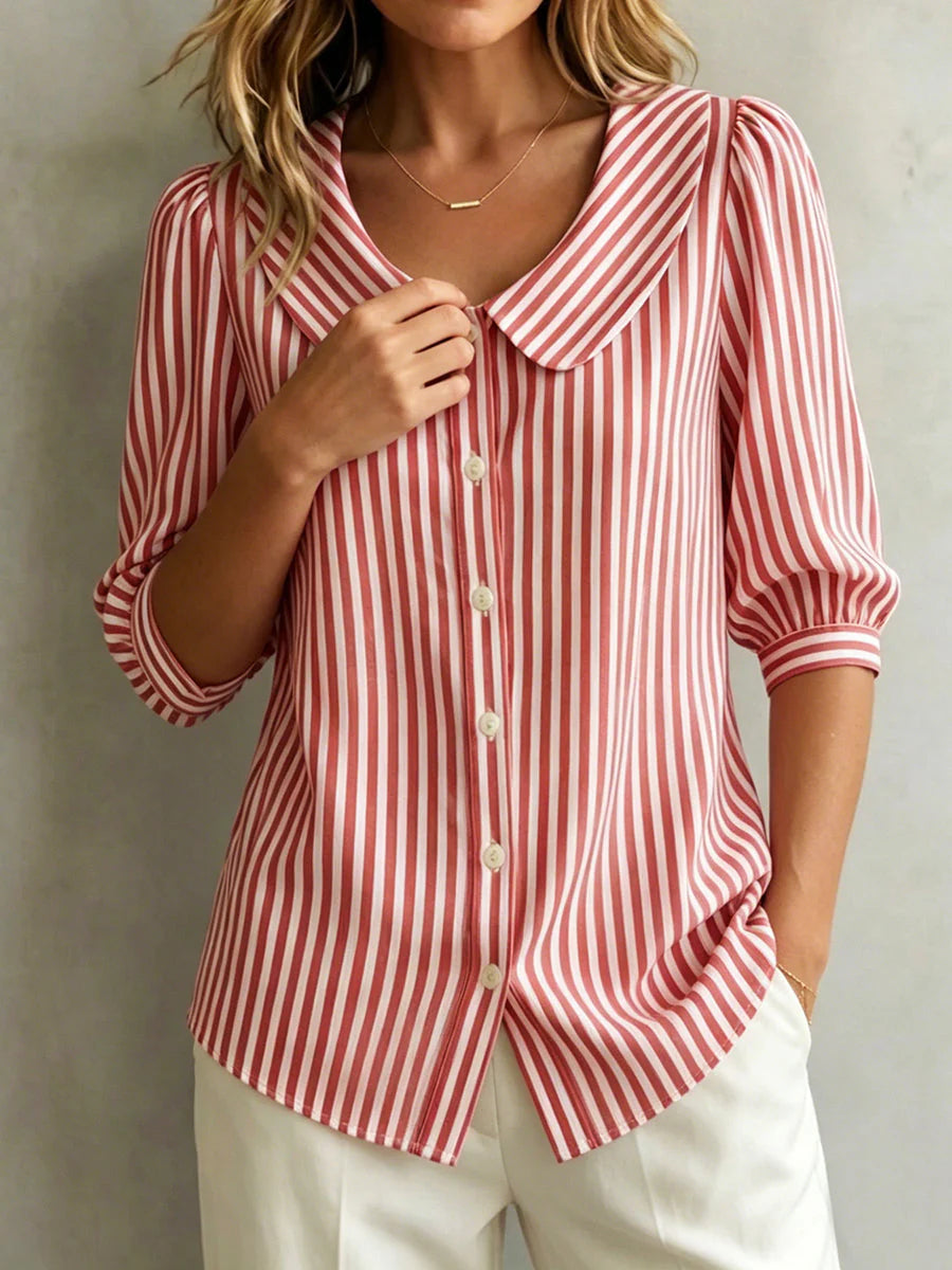 Blouse en coton vintage avec col Claudine pour femme