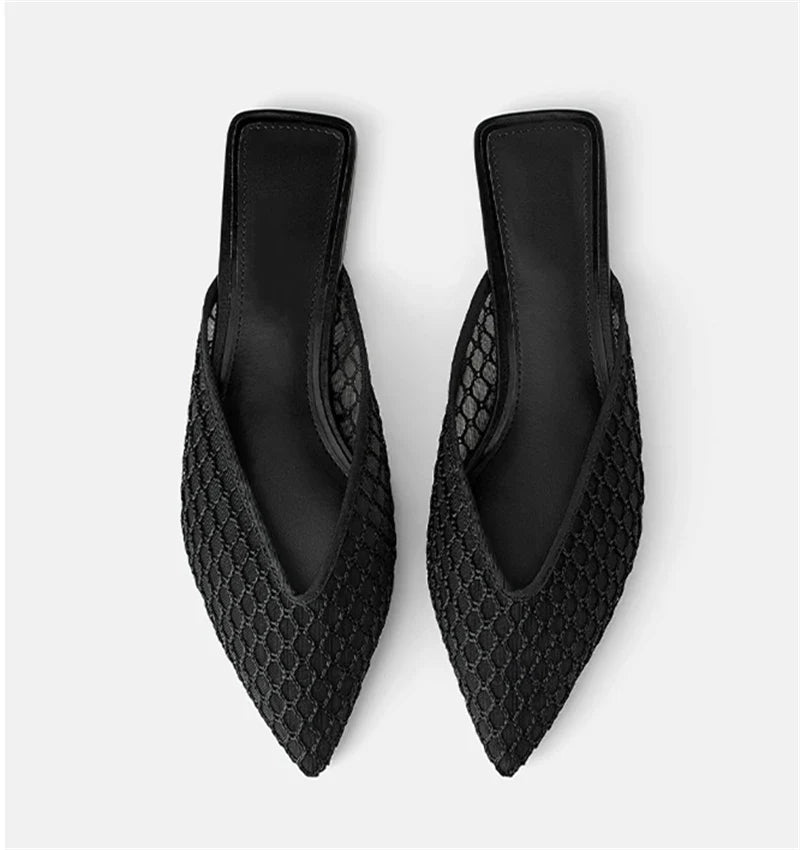 Sophie Paris | Mules plates en maille pour femmes