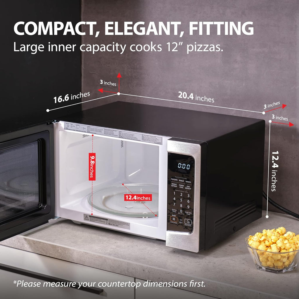 TOSHIBA 4-in-1 ML-EC42P(SS) Countertop Microwave Oven, Smart Sensor, Convection, Air Fryer Combo, Mute Function, Position Memory 13.6′′ Turntable, 1.5 Cu Ft, 1000W, Silver