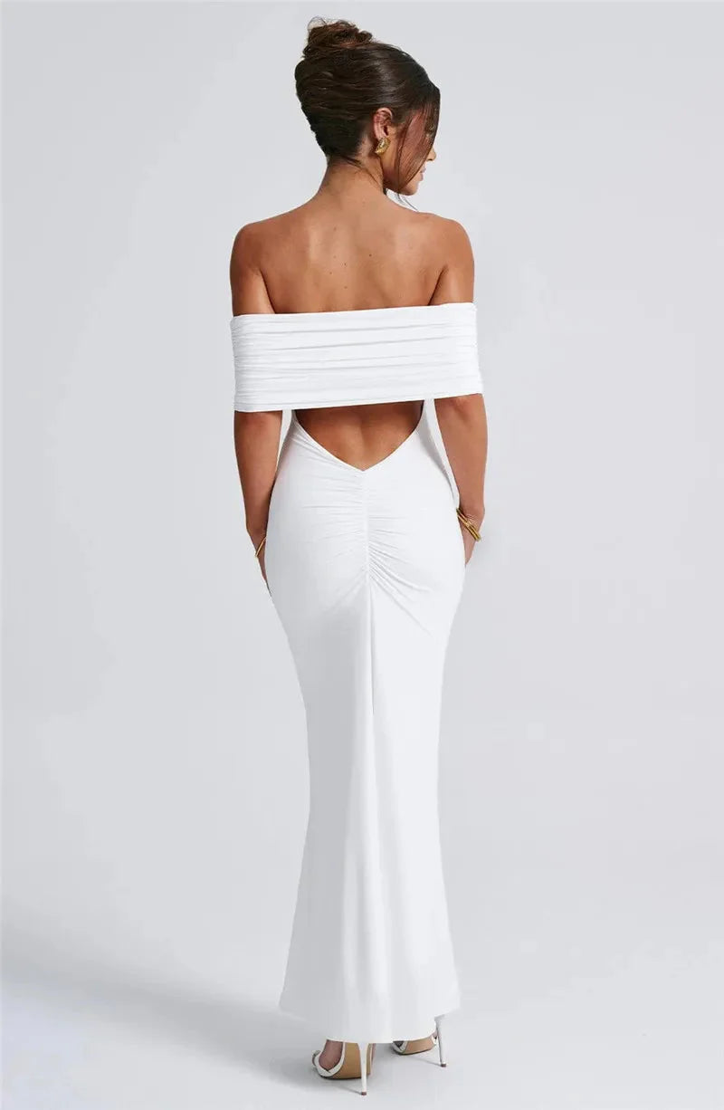 Robe maxi dos nu sans bretelles pour femmes