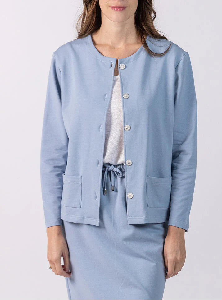 Veste femme en molleton coton bleu clair