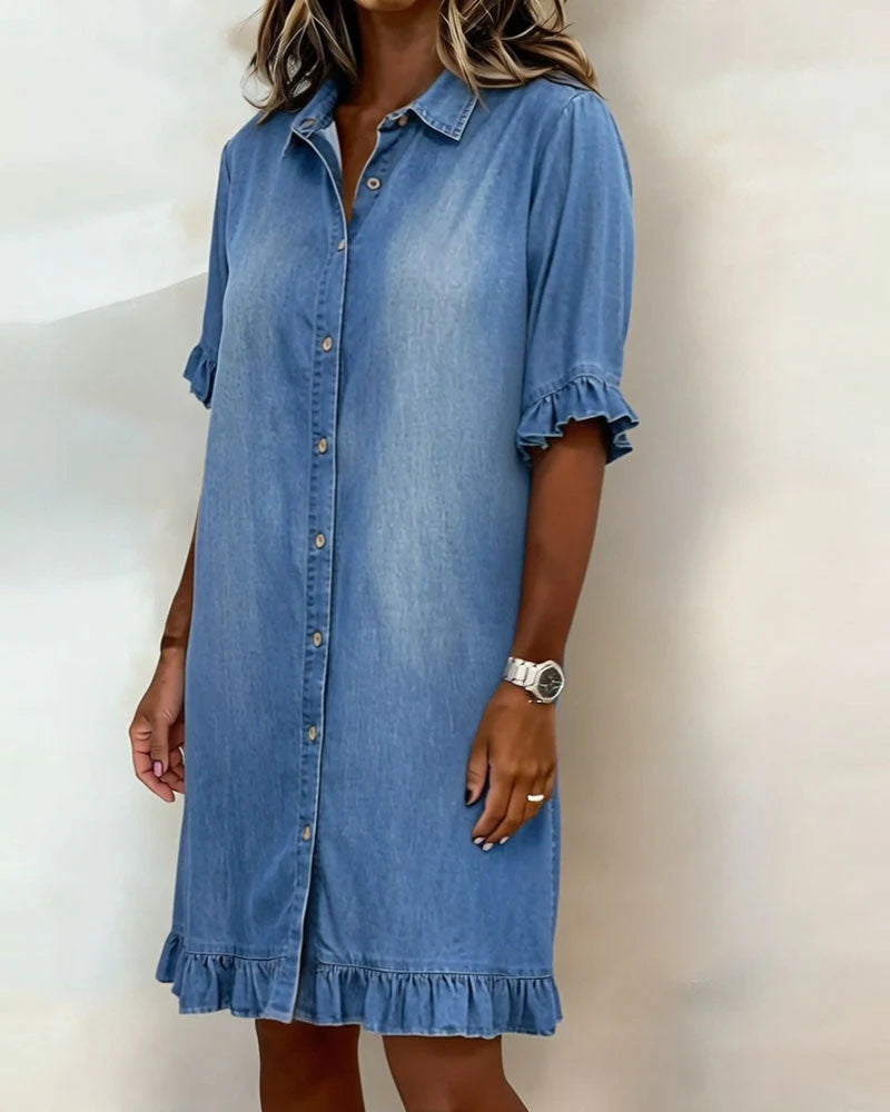 Louise | Robe en Denim Confortable avec Fronces Flatteuses