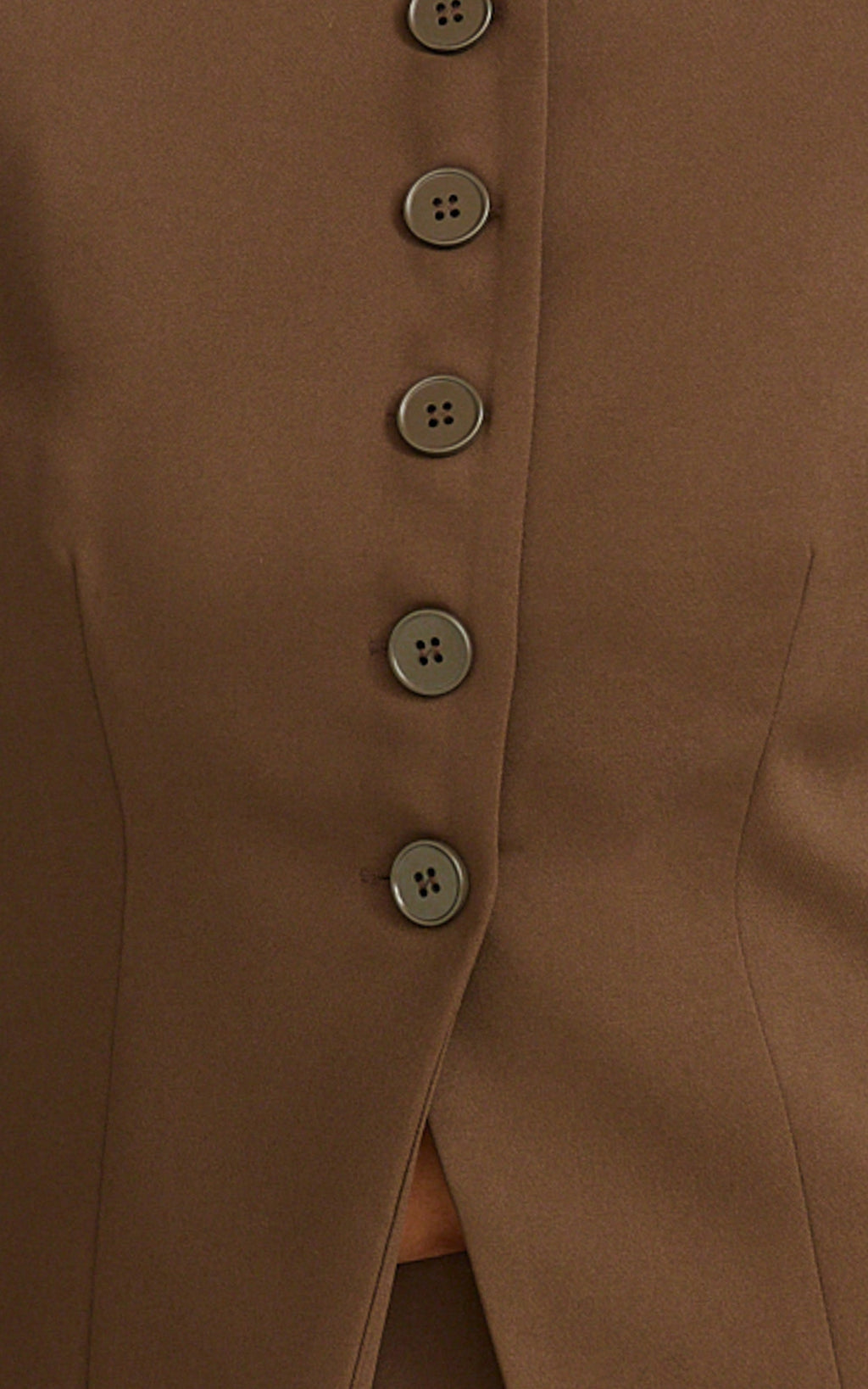 Mikey Jacket - Tailored Long Sleeve Collarless Jacket in Chocolate