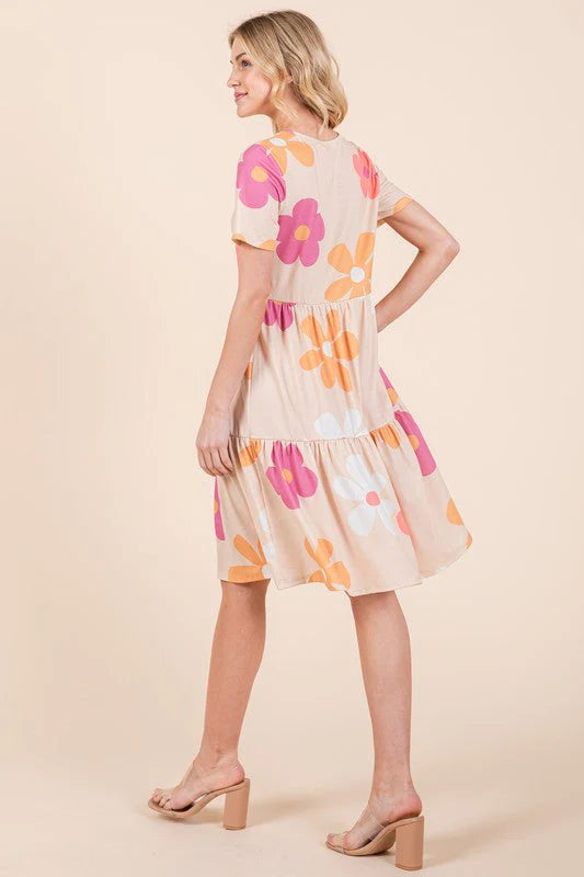 Sophie Paris | Robe à volants Bombom Floral avec col rond