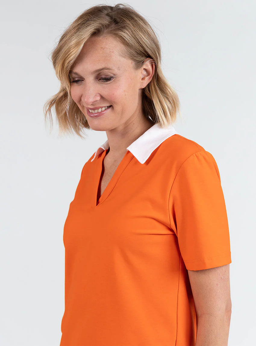 Polo femme en coton orange melon