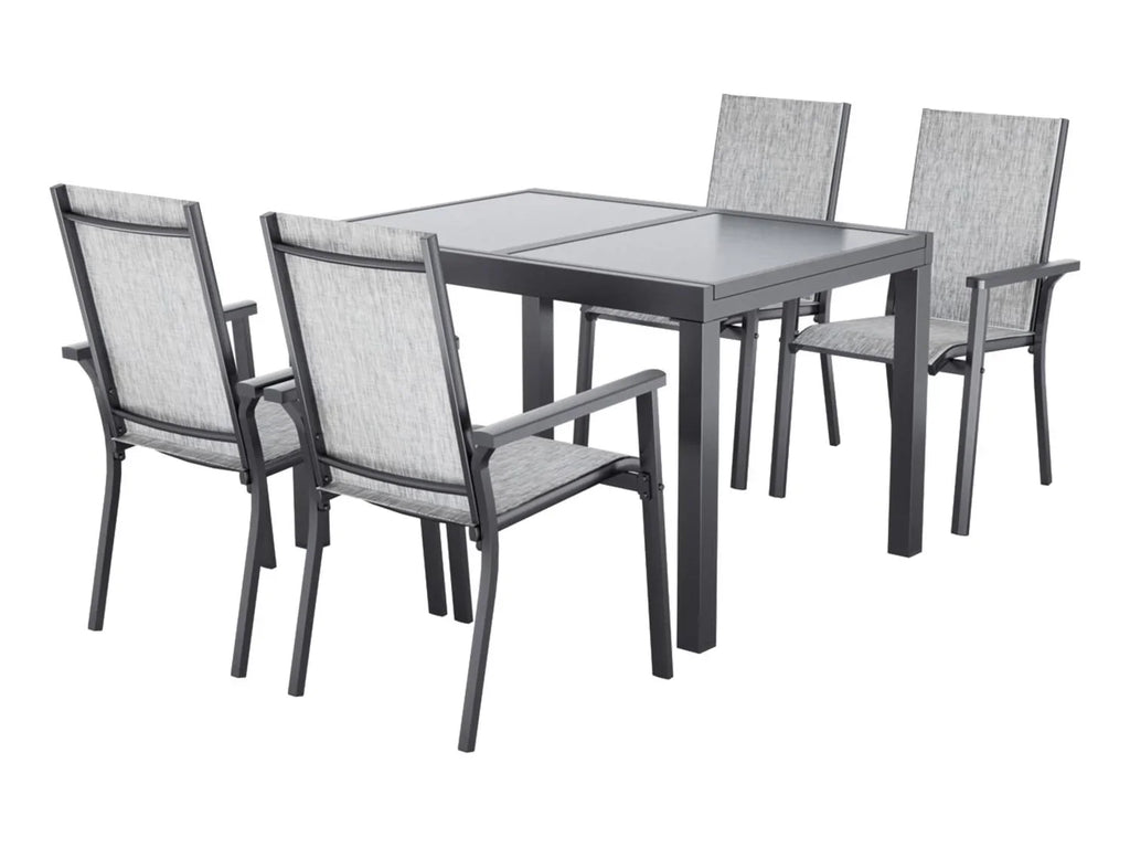 LIVARNO Table de jardin + Lot de 4 fauteuils en aluminium Houston