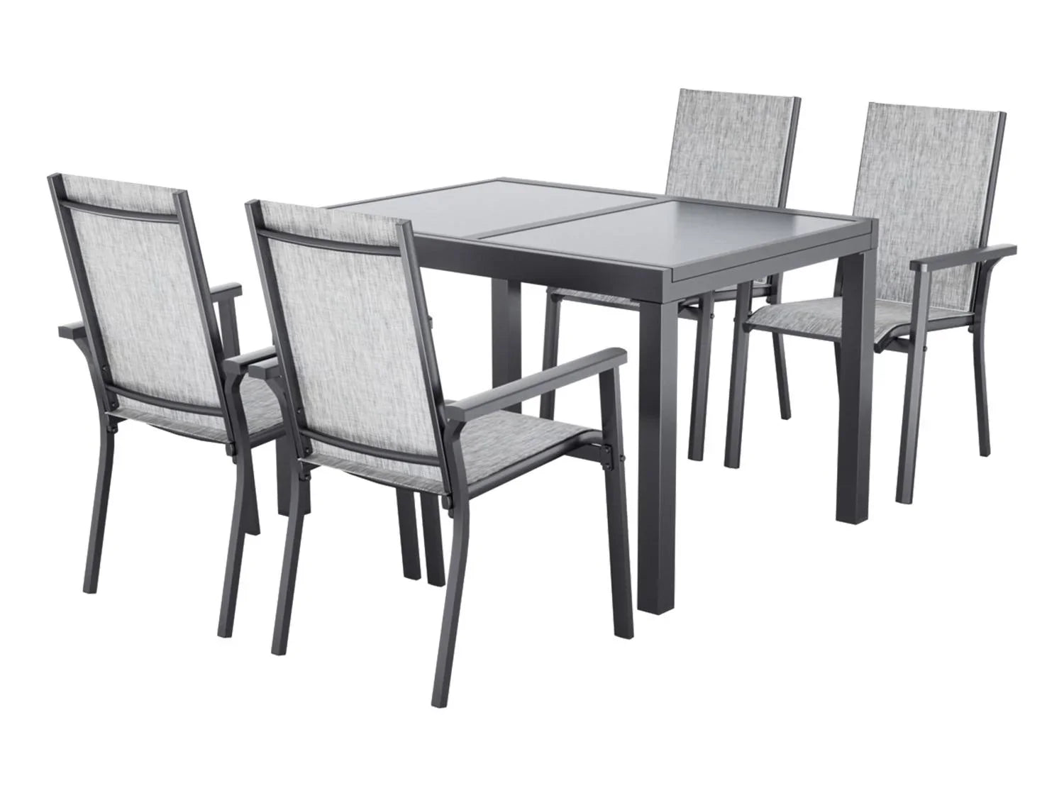 LIVARNO Table de jardin + Lot de 4 fauteuils en aluminium Houston