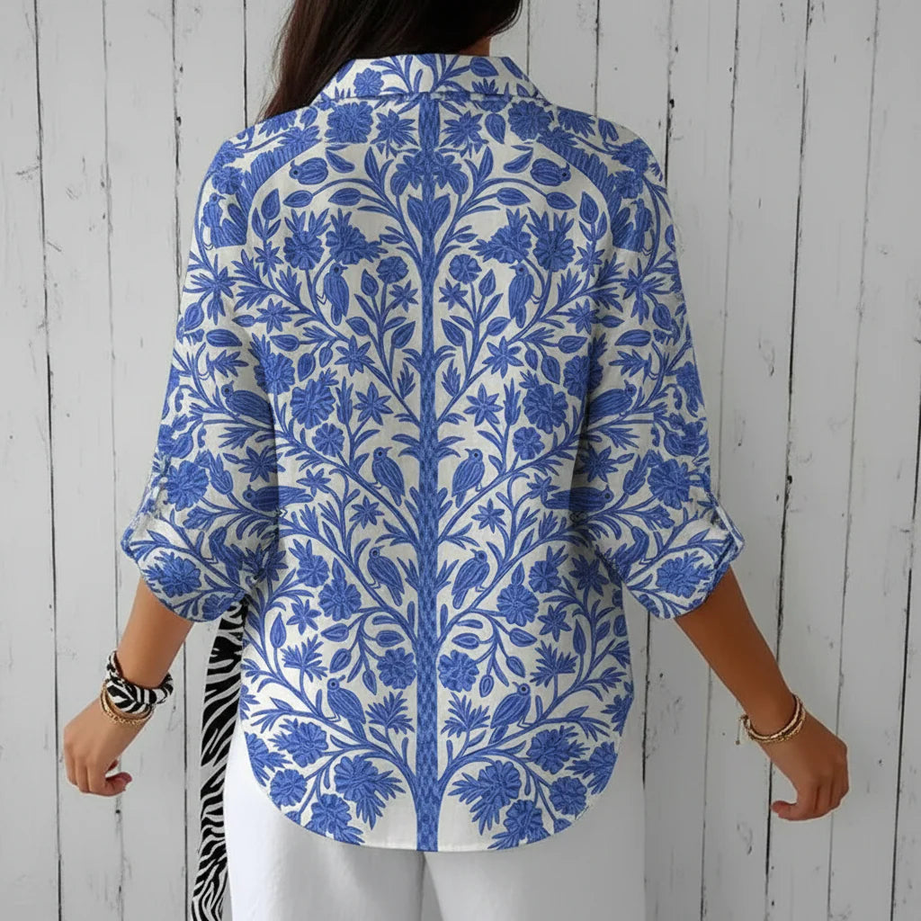 Blouse Femme Imprimé Jardin Bleu