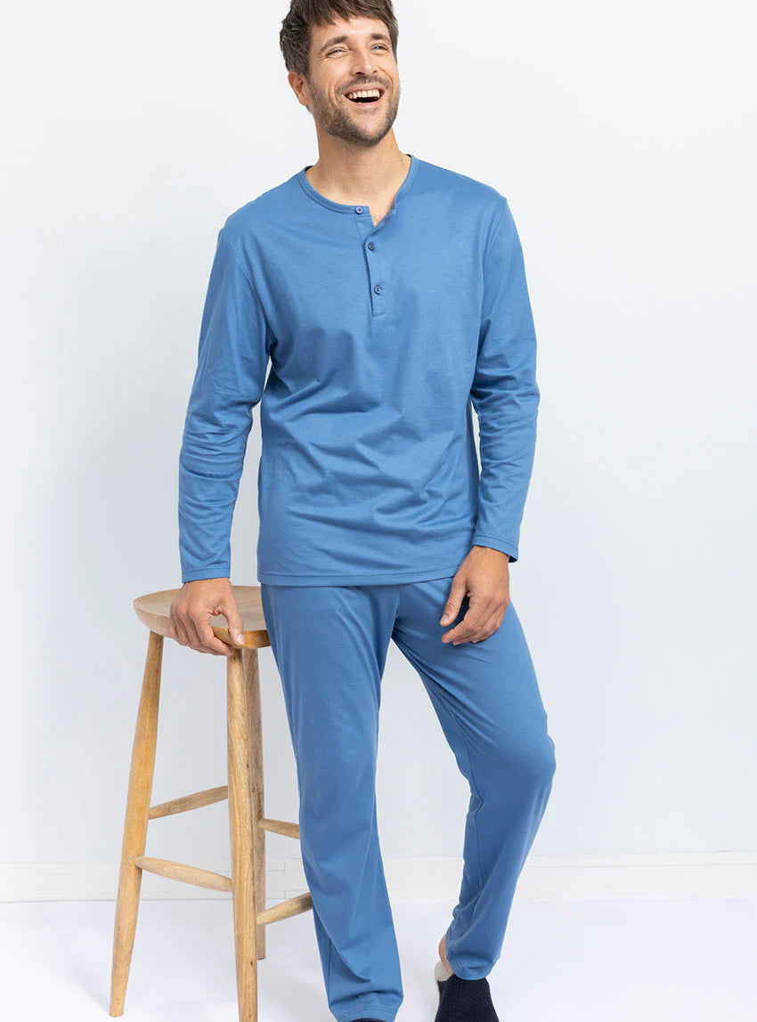Pyjama homme en coton bleu