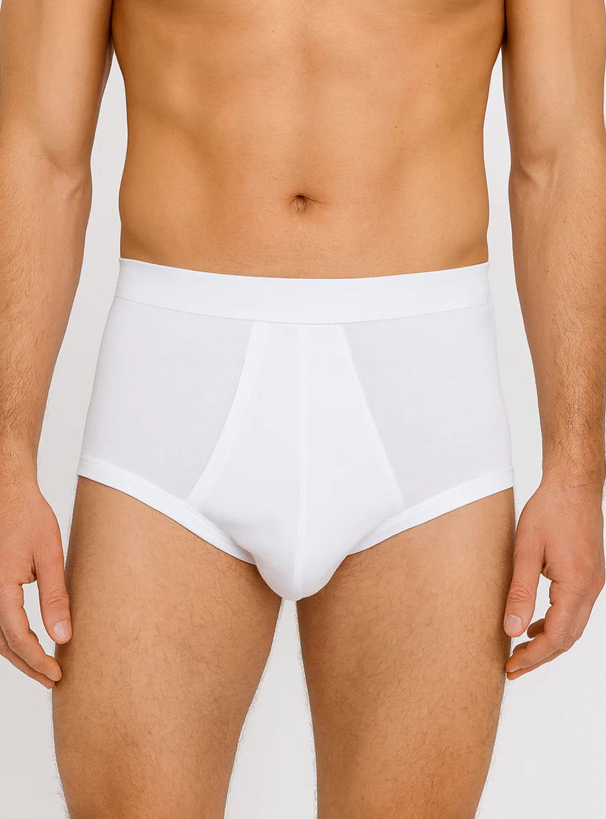 Slip ouvert homme taille haute en coton blanc