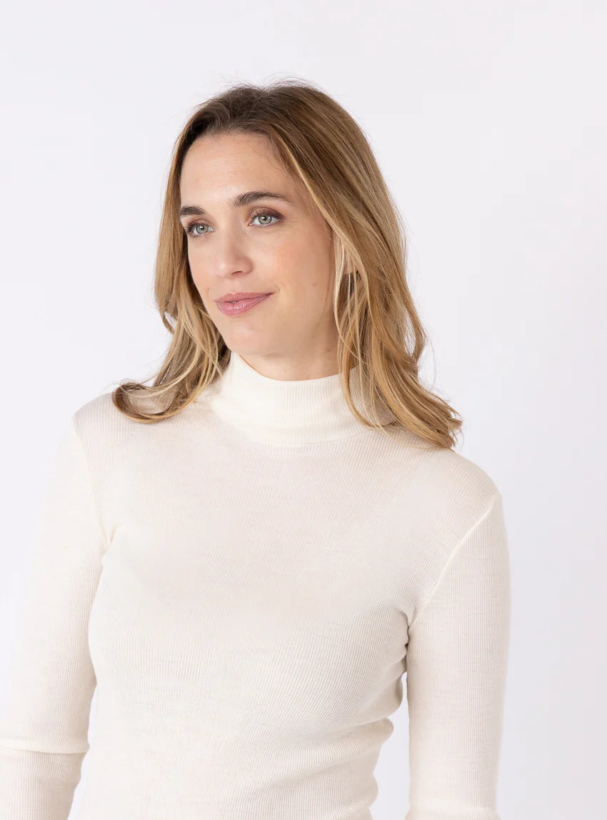 Pull chaussette femme col montant blanc
