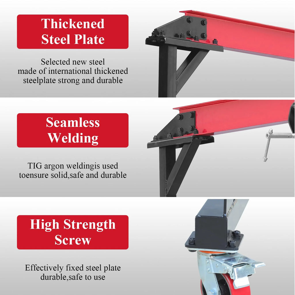 2025  1 Ton Adjustable Gantry Crane, 2200 lbs Capacity, Height Adjustable 96.5-143.7, Portable Hoist for Factory, Construction, Warehouse, Auto Repair