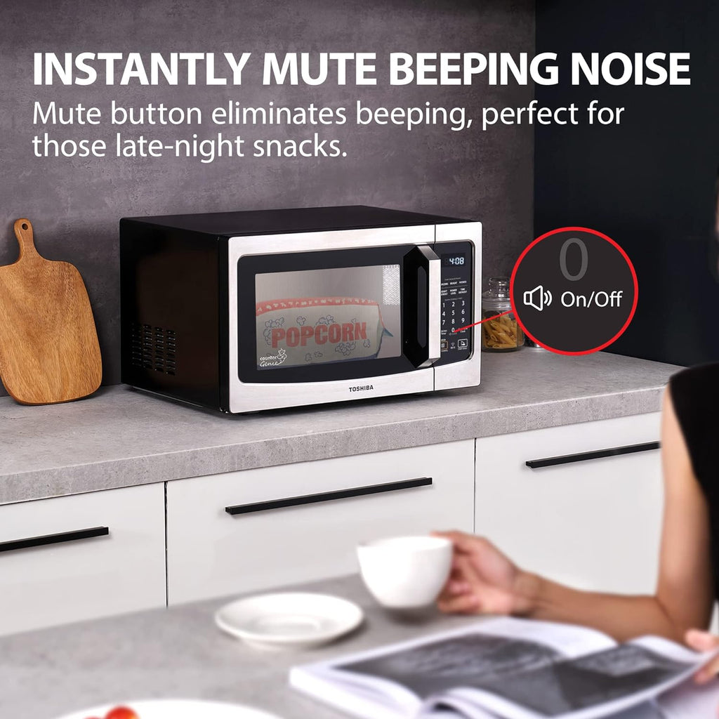 TOSHIBA 4-in-1 ML-EC42P(SS) Countertop Microwave Oven, Smart Sensor, Convection, Air Fryer Combo, Mute Function, Position Memory 13.6′′ Turntable, 1.5 Cu Ft, 1000W, Silver