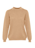 Pull femme col cheminée laine mérinos beige chaud