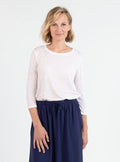 Tee-shirt femme en lin manches 3/4 blanc