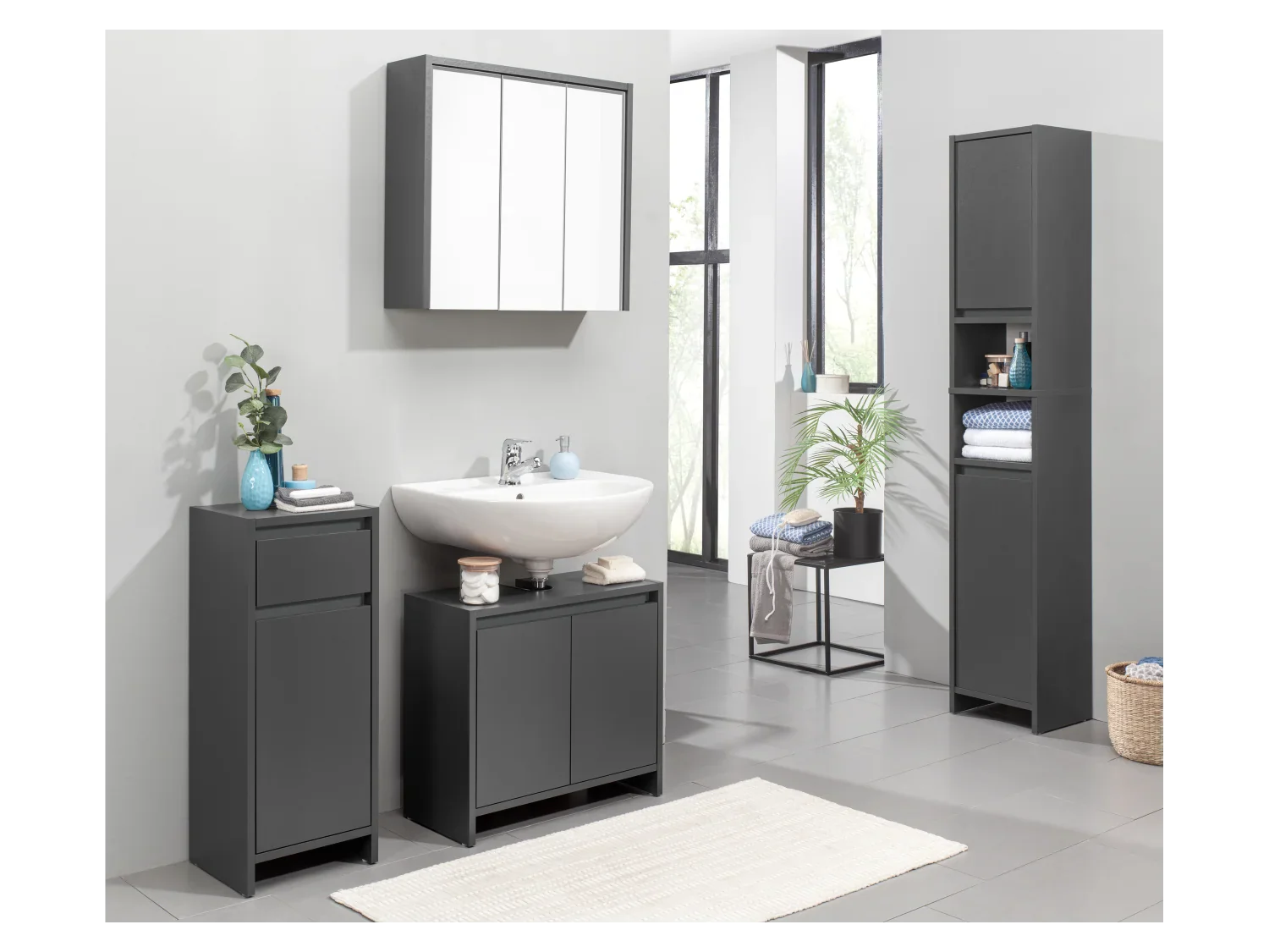 LIVARNO home Colonne de salle de bain Oslo, 32 x 180 x 28 cm, noire