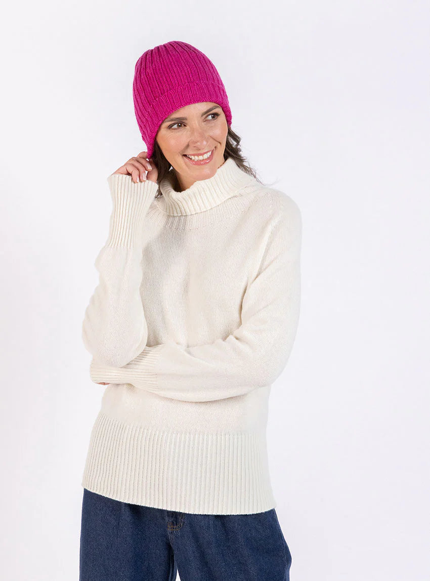 Bonnet femme en laine mérinos rose