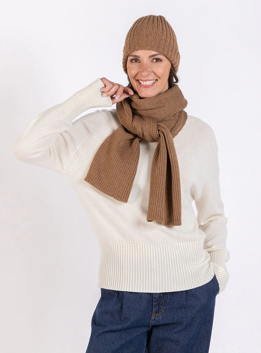 Bonnet mixte en laine mérinos marron