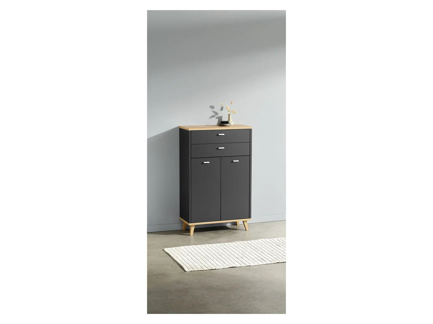 LIVARNO home Meuble de salle de bains Corfu, 60 x 96 x 28 cm, anthracite/imitation chne