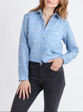 Chemisier femme manches longues en laine bleu