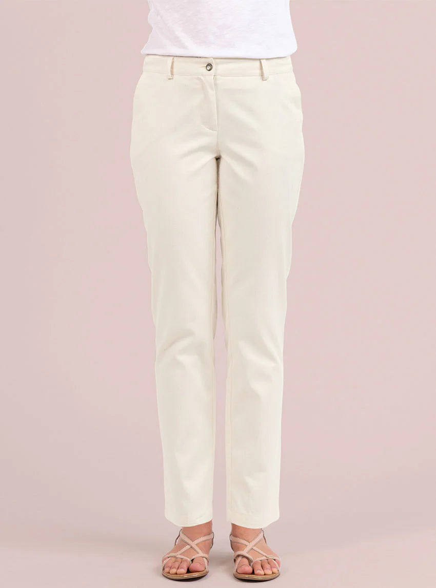 Pantalon chino femme en coton blanc naturel