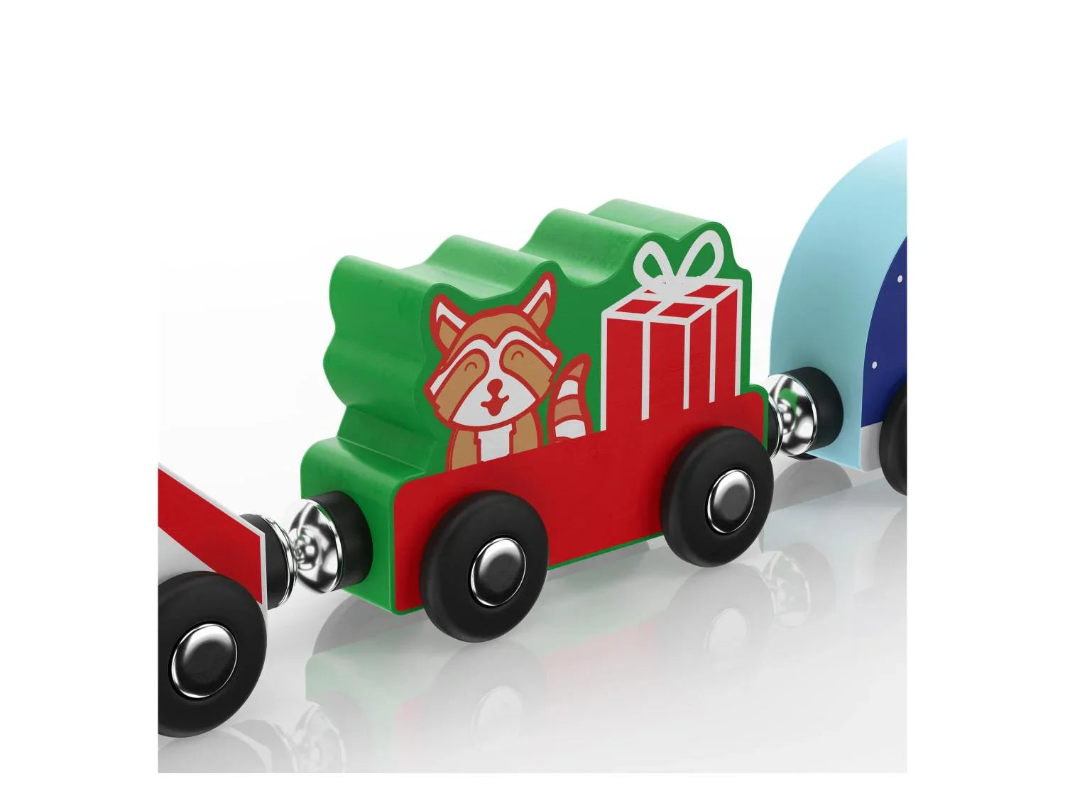 Train de Nol en bois, 5 pices