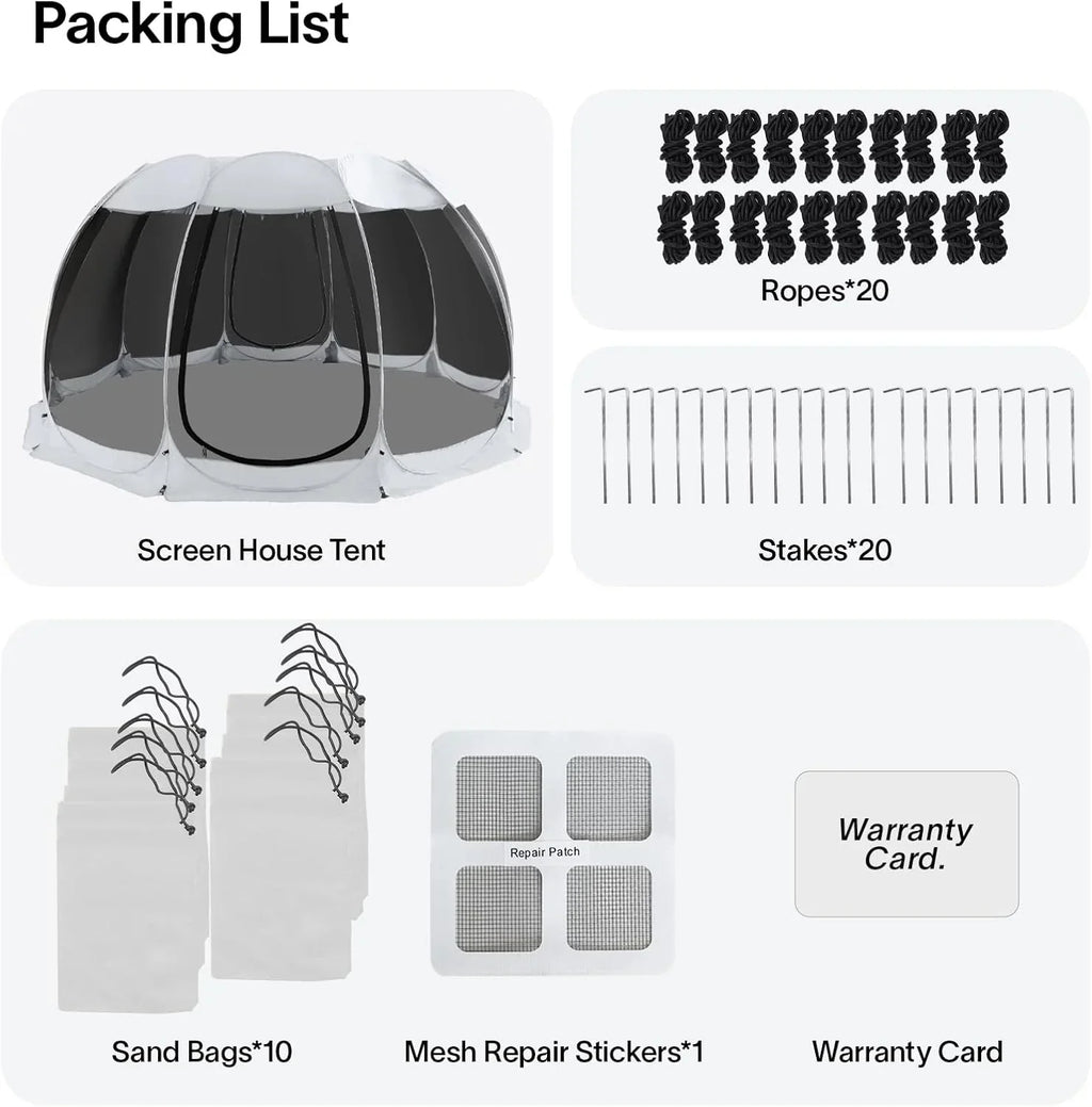 Screen gazebo sleeps 6-10-15 people Igloo-style canopy tent mosquito net on the sides Perfect