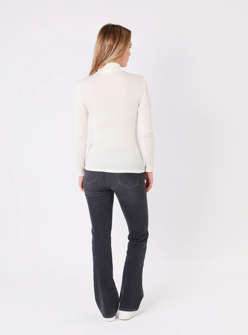 Pull chaussette col roulé laine et soie blanc