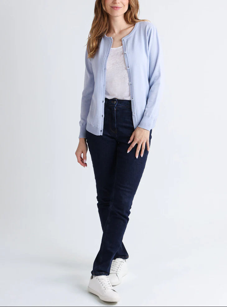 Cardigan femme en laine mérinos bleu ciel