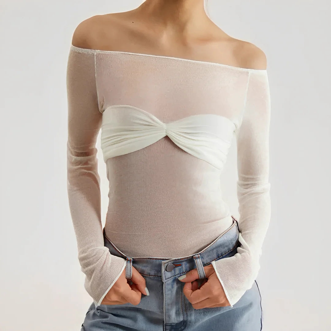 Shanelle - Blouse Épaules Dénudées à Manches Longues