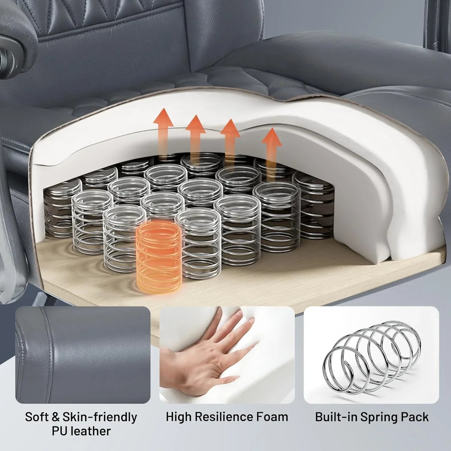 Massage Office Chair with Heating and Footrest Ergonomic Executive Reclining Office Chair