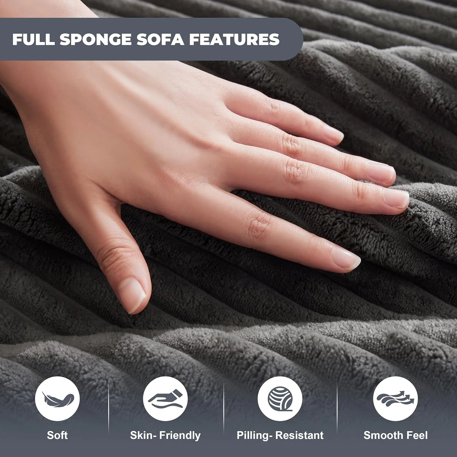 110 Cloud Sectional Couch, Boneless Sofa for Living Room Modular Sectional Sofa with Deep Seat