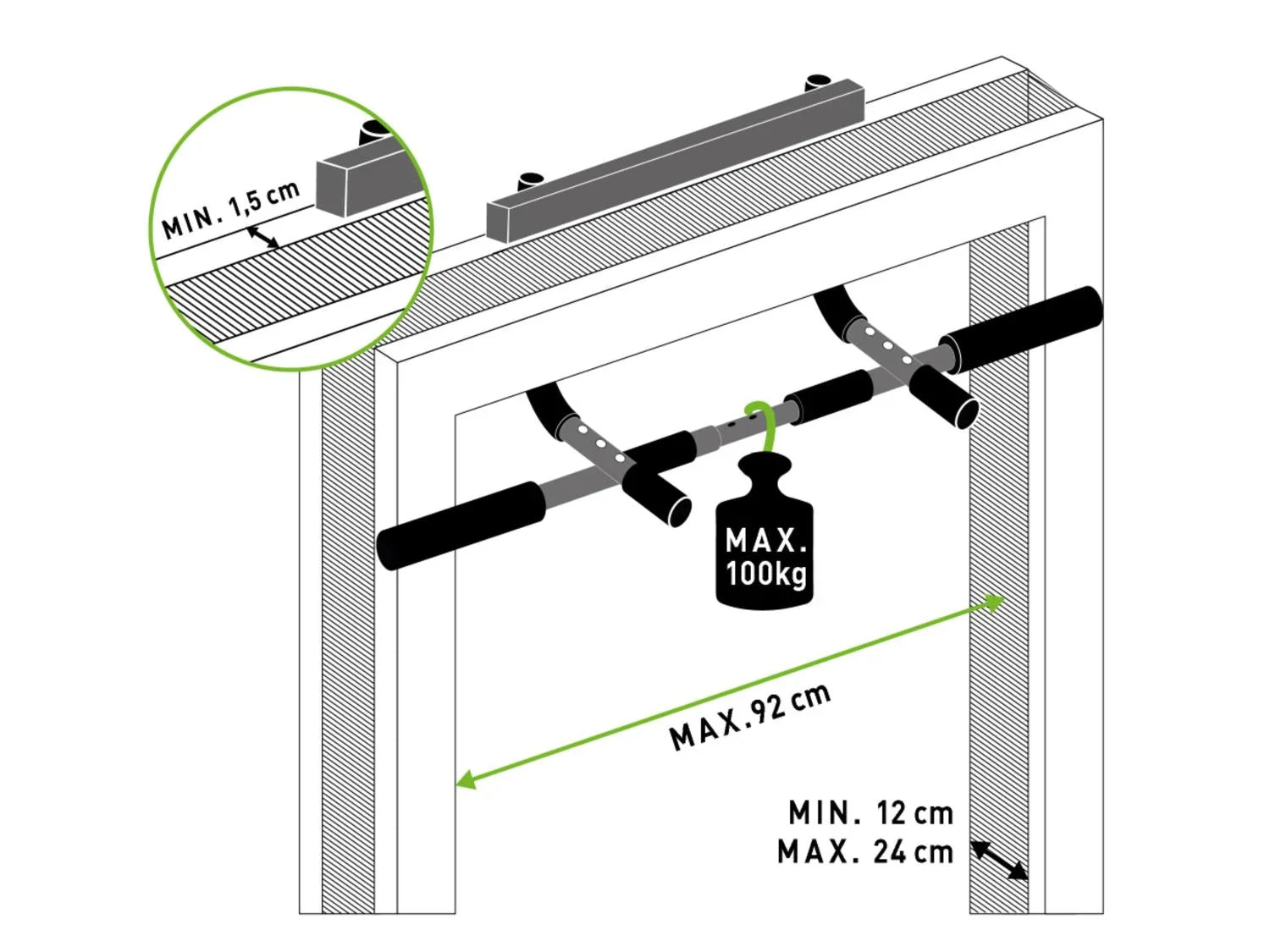Schildkrt Barre de traction multifonctionnelle 4 en 1, 550 x 80 x 231 mm