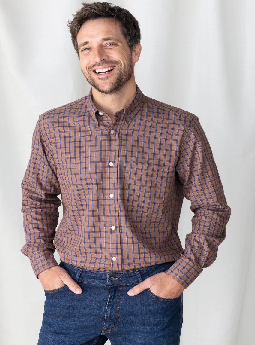 Chemise homme  100% coton Marron Caramel